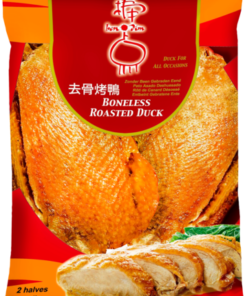 ROASTED DUCK, ONE-HALF, 2X1/2 (16TH) WITH SKIN, BONELESS, FROZEN