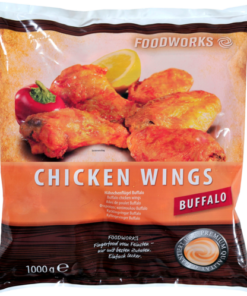 CHICKEN WINGS BUFFALO HOT. PRE-BAKED, FROZEN