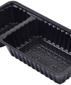FOOD TRAYS A22 BLACK, 2-SECTION, PLASTIC