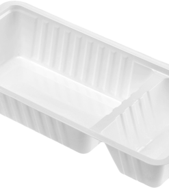 FOOD TRAYS A22, 2-SECTION, WHITE, PLASTIC, (A9+1)